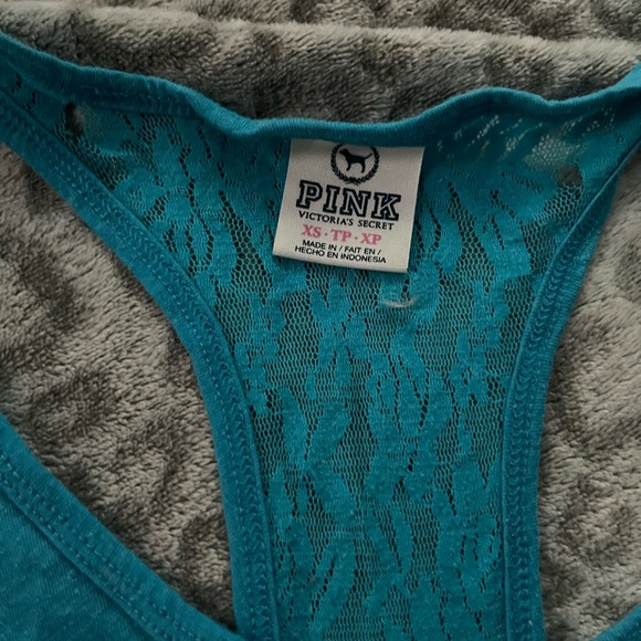 PINK blue lacey back tank top - Picture 2 of 2